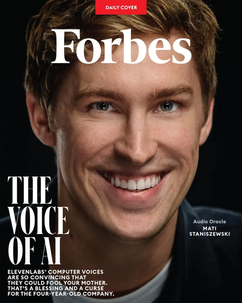 Mati Staniszewski, the co-founder and CEO of ElevenLabs, just snagged the prestigious Forbes Daily Cover spot in December 2025