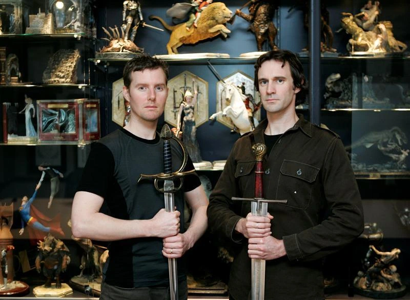 The Chronicles of Narnia: Why We Are Still Searching for the Back of the Wardrobe Author Daniel Falconer, left, and Art Director Paul Tobin, of Weta Workshop before the book launch of 'The Crafting of Narnia'. Photo by Tim Hales/NZPA.